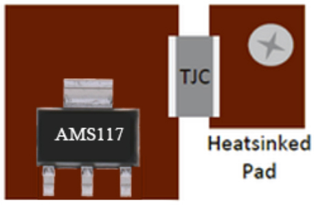 SMD Thermal Jumpers heat transfer in PCB from AMS117