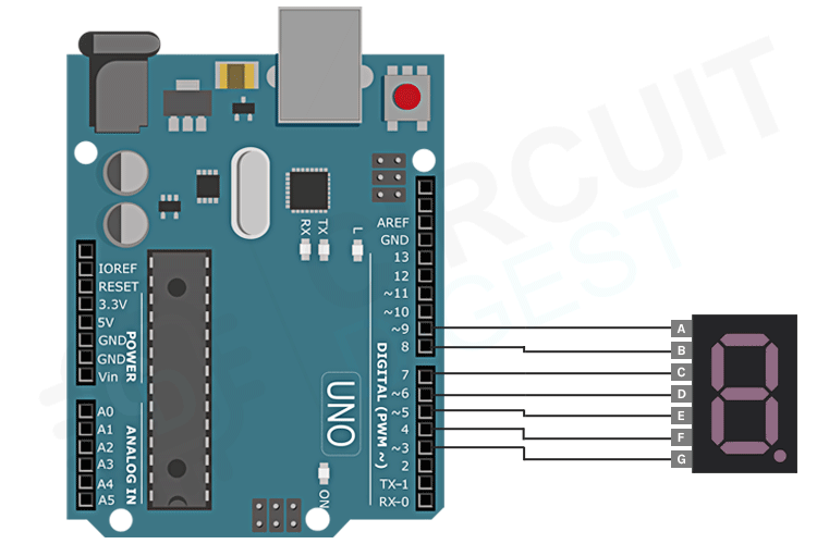 Arduino 7 Segment Display Circuit Connections