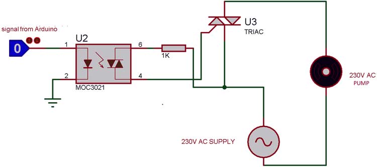 TRIAC and Optocoupler Connection Circuit Diagram