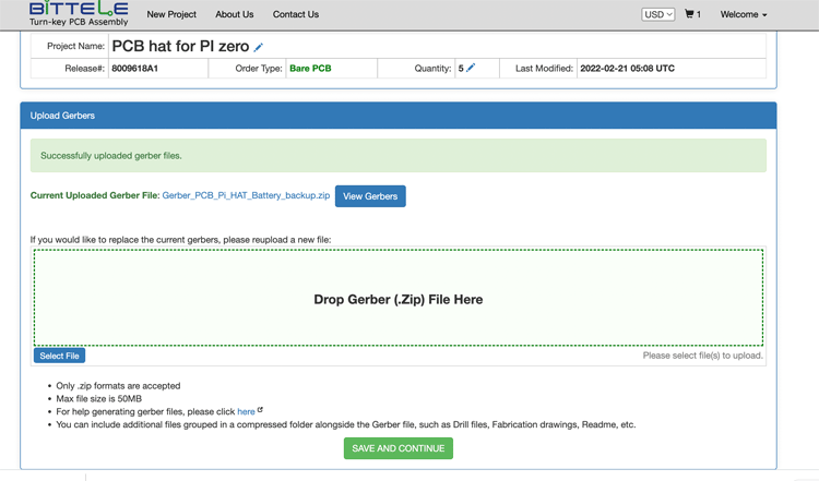 Upload Gerber file on 7PCB while PCB Ordering