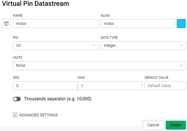 Virtual Pin DataStream about on Blynk Cloud