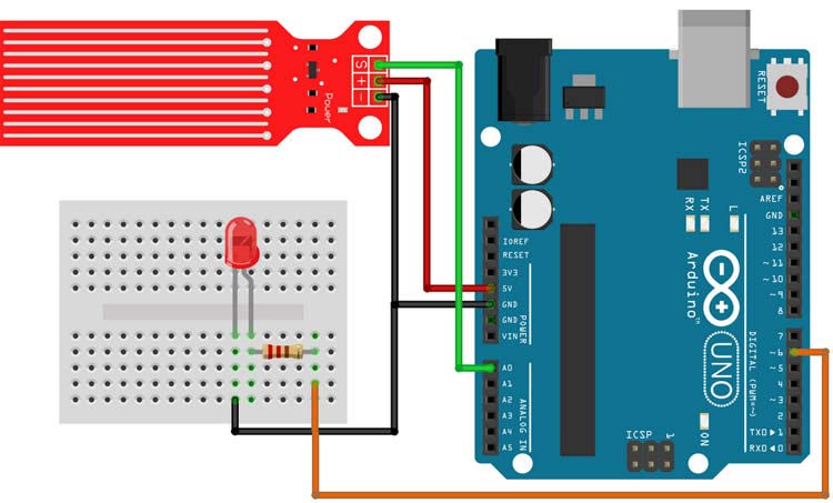 Arduino Water Level Sensor Module Circuit Diagram