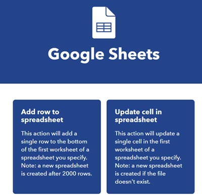 IFTTT Webhooks Google Sheet 