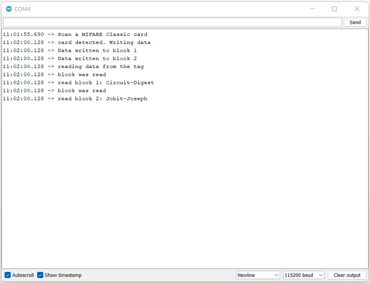 Writing Data to RFID using Arduino