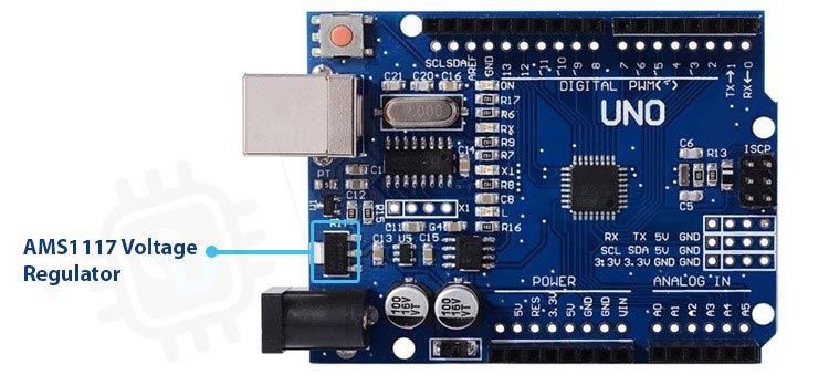 AMS1117 voltage regulator on Arduino Uno Board