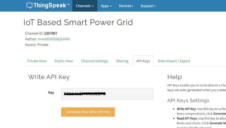 API Key of IoT-Based Smart Power Grid