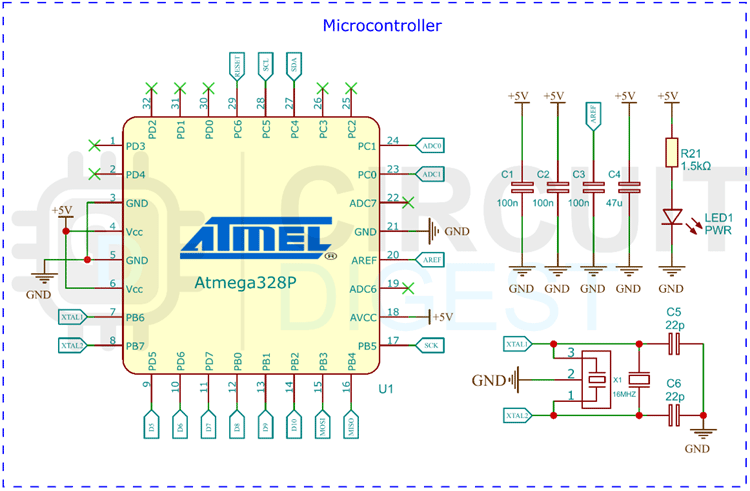 ATmega328P Microcontroller Circuit