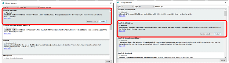 "Adafruit GFX and Adafruit SSD1306 Library"