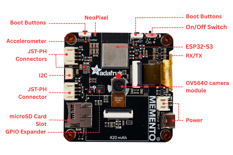 Adafruit MEMENTO Part Marking Back View