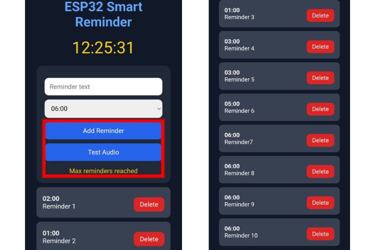 Adding Reminders in the Web Interface 