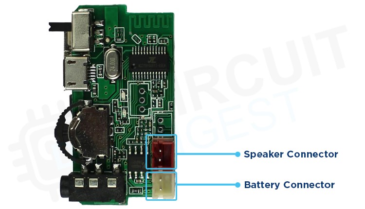 Bluetooth Amplifier Module Speaker and Battery Connector