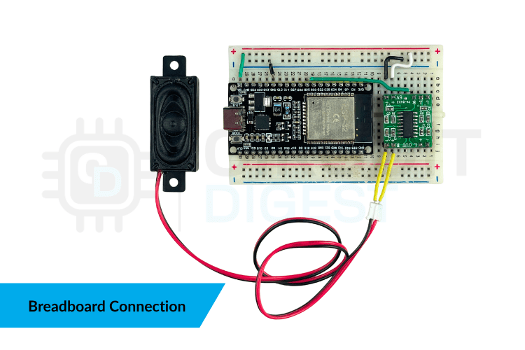 Breadboard Connection of ESP32 Text to Speech Converter