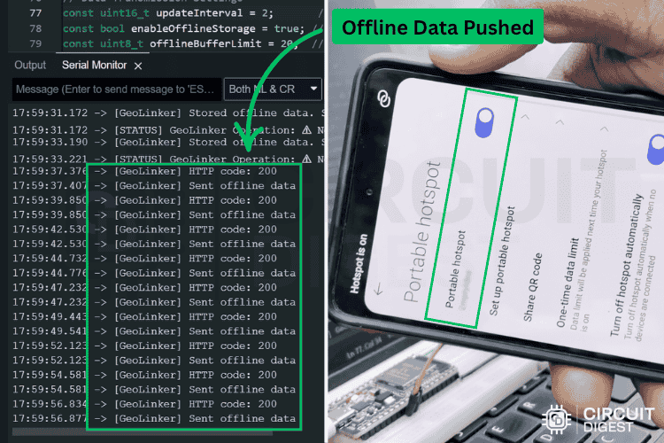 Buffered GPS Data Synced After Internet Restore