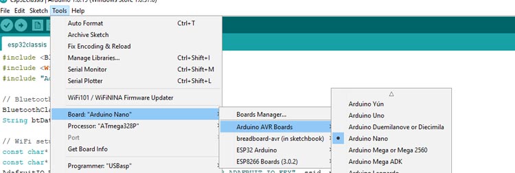 Checking for correct Arduino Board Selection