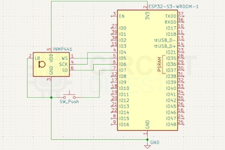 Circuit Diagram for ESP32 Speech Recognition
