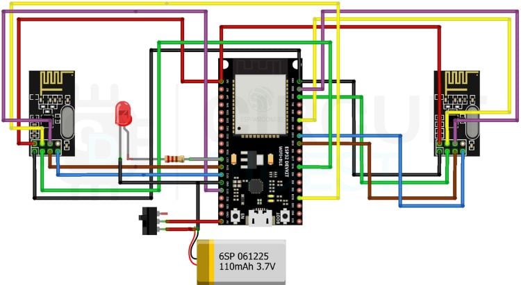 Circuit diagram of ESP32 based bluetooth jammer