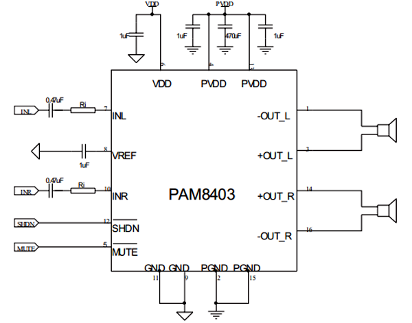 Circuit Diagram of PAM8403 Module