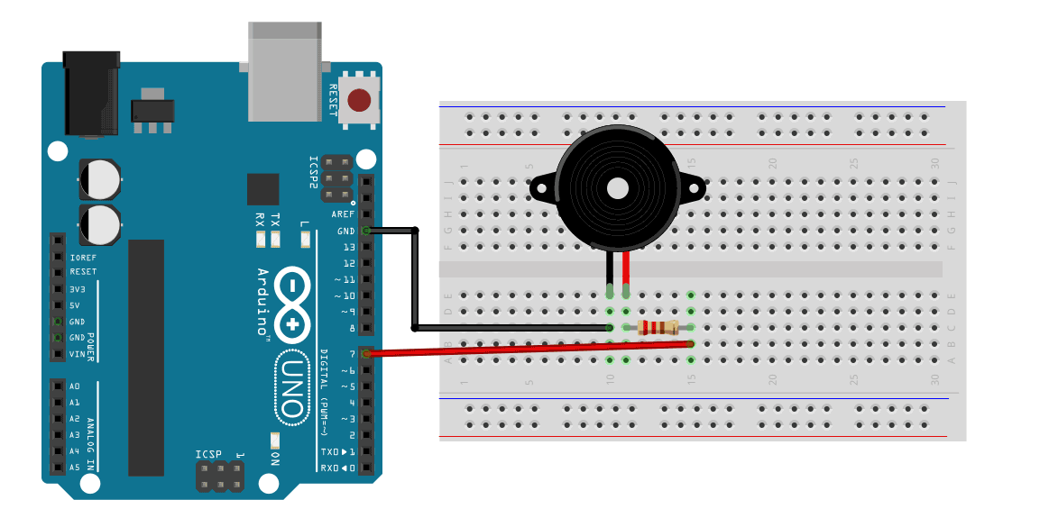 Circuit Diagram of Passive buzzer with Arduino