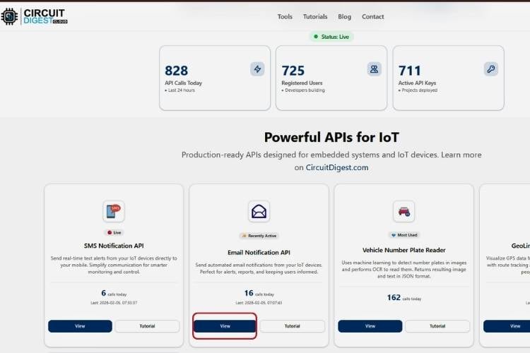 CircuitDigest Cloud Platform Homepage