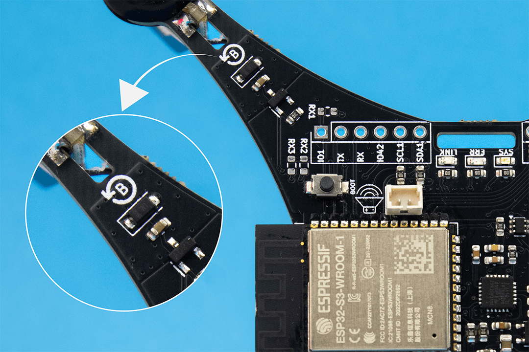 Litewing PCB propeller markings on installation 