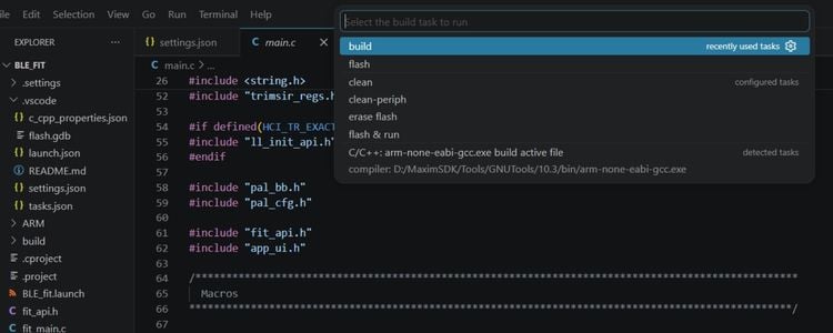 Compiling the Code: Selecting the Build Task