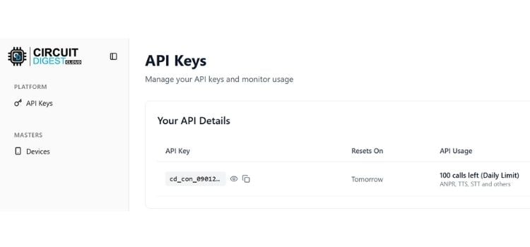 Generate free API key.