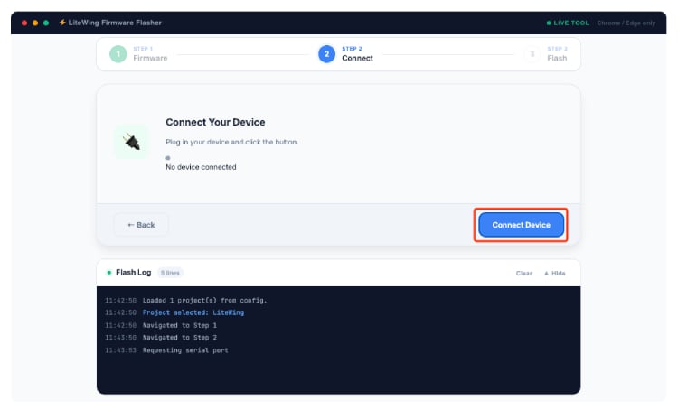 Connecting to LiteWing Drone Programing Port