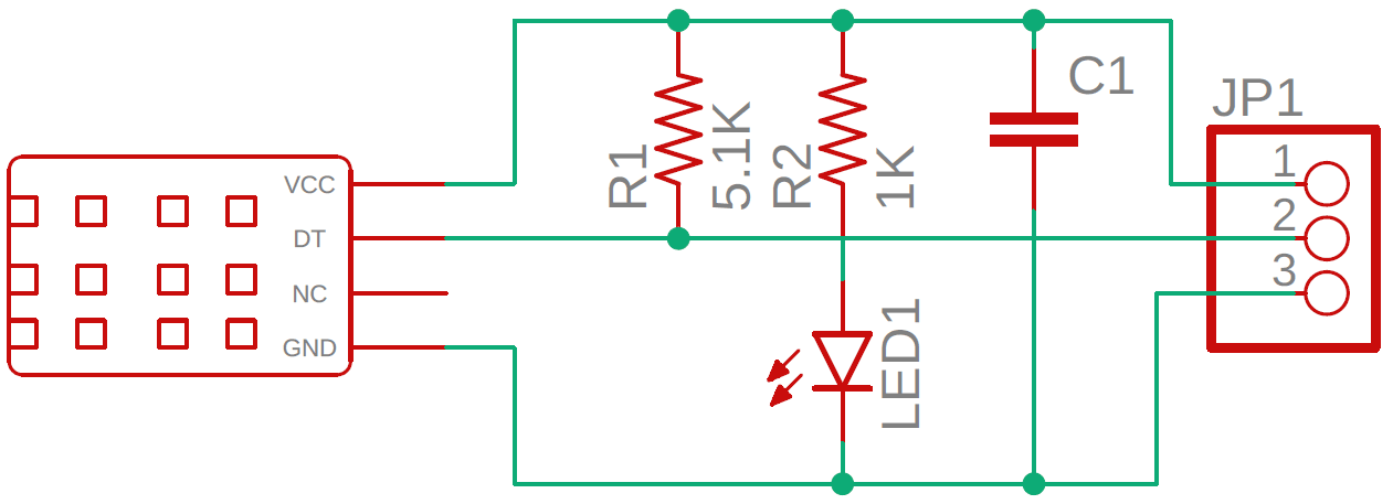 a) Schematic diagram of DHT22, (b) DHT22 module