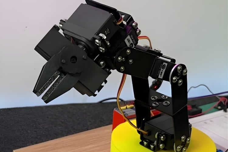 A DIY six-axis robotic arm built using 3D-printed parts and controlled with Arduino for precise multi-axis movement.