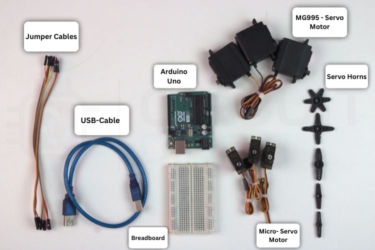Components used for Arduino Robotic Arm