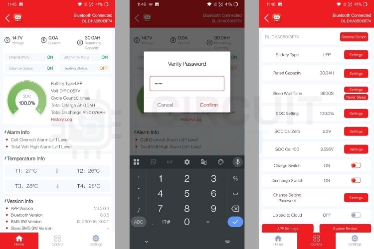 Daly BMS App Interface