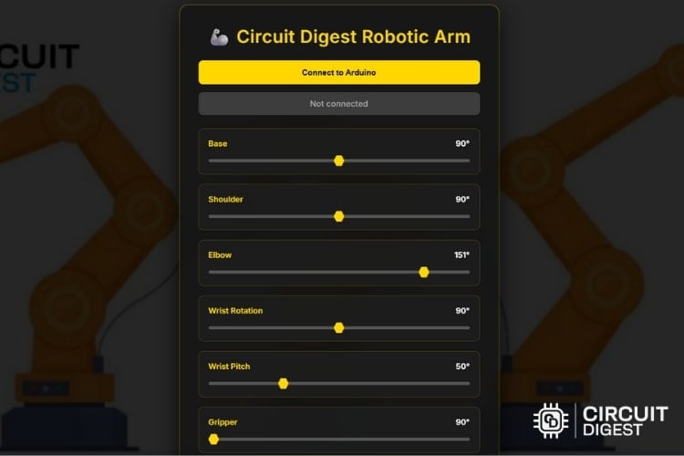 Dashboard for Robotic Arm