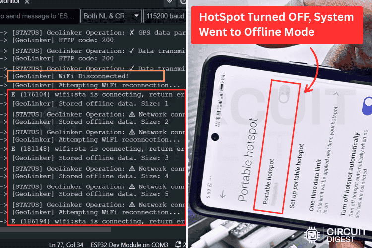 Data was Stored in The Buffer for Offline Mode