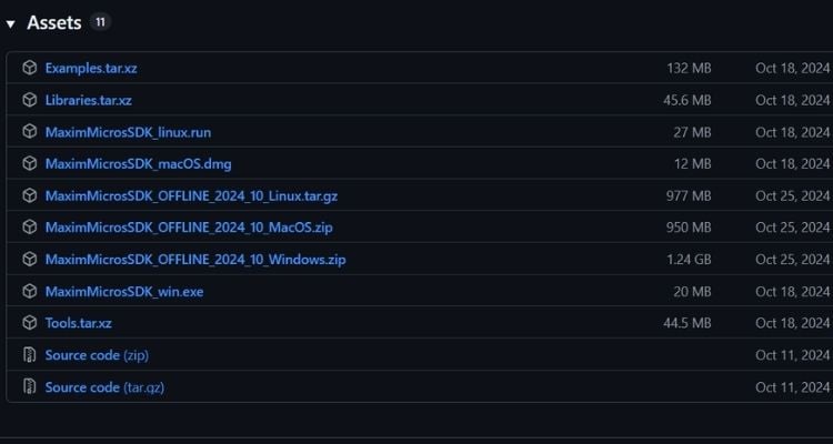 Download MAXIM Micros SDK Installer (Windows/Linux/macOS) 
