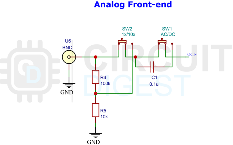 ESP32 Oscilloscope Ananlog Input Circuit