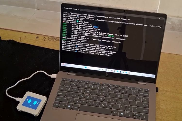 ESP32 S3 Box 3 Connected To Laptop Running Python Backend Server