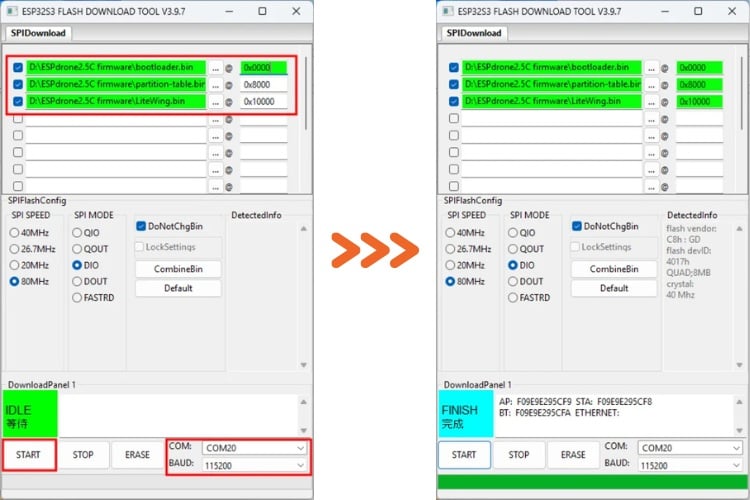 Flashing Litewing Binary files