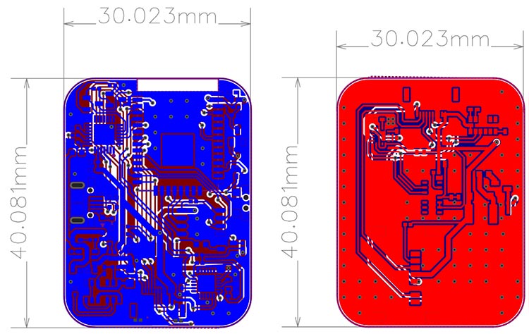 ESP32 Smart Watch PCB Dimensions