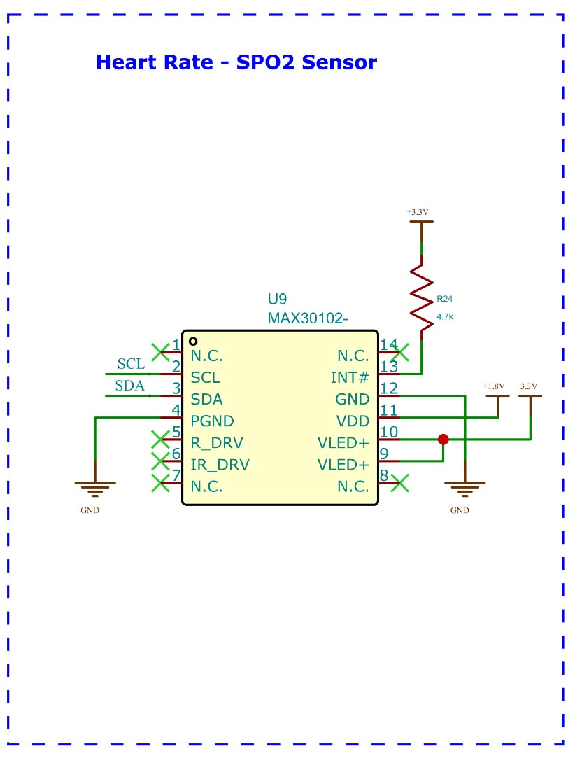 ESP32 Smart Watch heartrate sensor Circuit Diagram