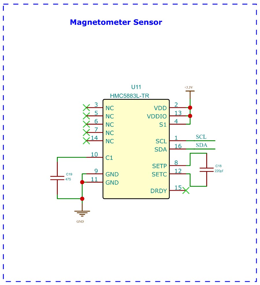 ESP32 Smart Watch  Magnetometer Sensor Circuit Diagram