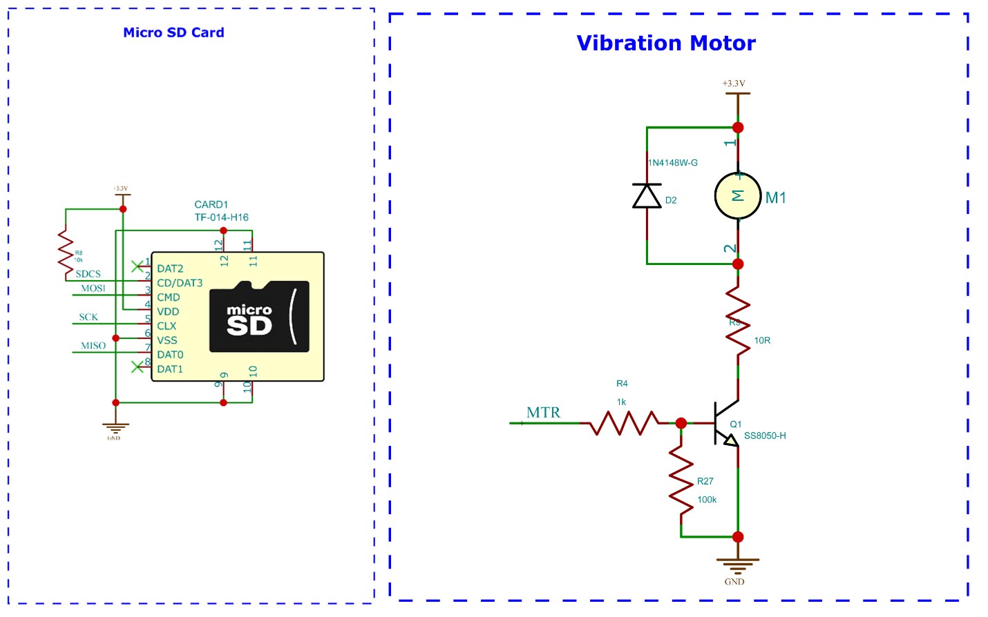 ESP32 Smart Watch SDCard and Vibration Motor Circuit Diagram