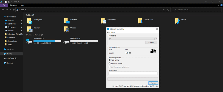 Formatting SD Card