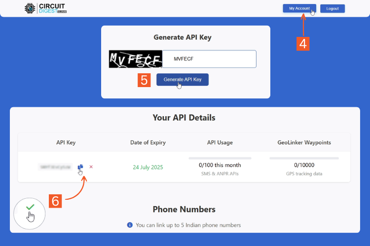 Generating Geolinker API Key