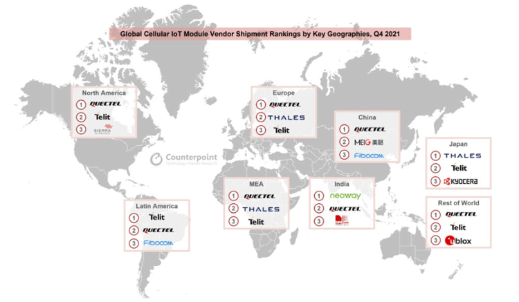 Global Cellular IoT Module Vendor Shipment Ranking