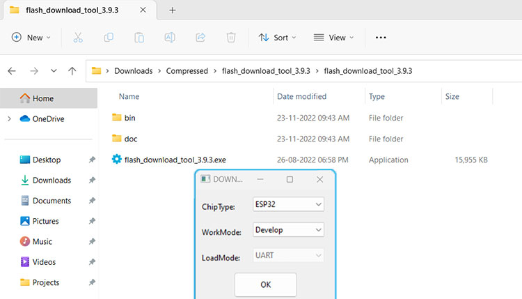 Installing ESP32 Flash Download Tool