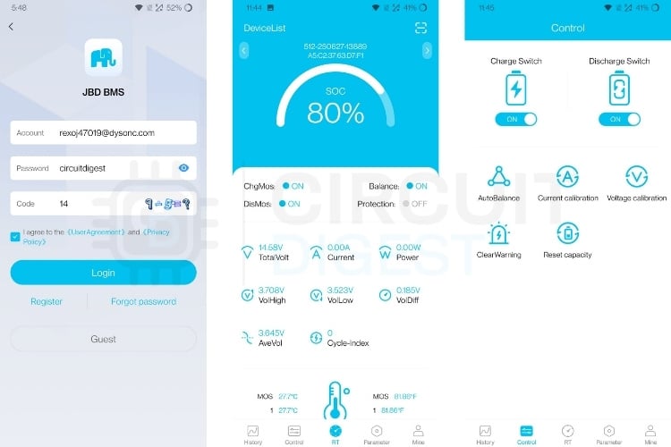 JBD BMS App Interface