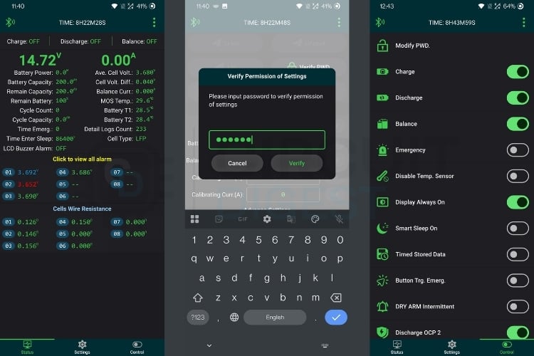 JK BMS App Interface