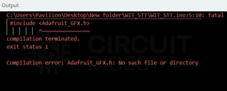 Arduino IDE showing Adafruit_GFX library missing error when compiling ESP32 speech to text code