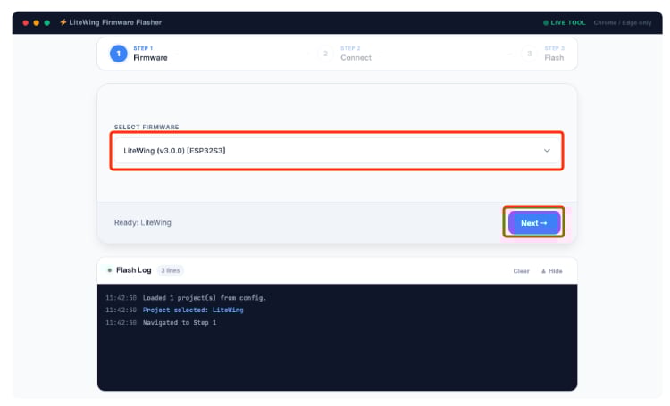 LiteWing Firmware Selection