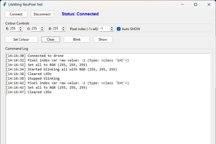 LiteWing Drone Flight Positioning Module - Neopixel Control GUI